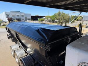 Custom Wind out tarp from Bee Jays Canvas