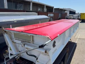 red roll tarp on white tray